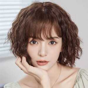 짧은가발 여성 통가발 자연스러운 곱슬 중년 파마머리 단발