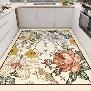 플라워 pvc 주방발매트 방수 키친 특대형 매트 부엌