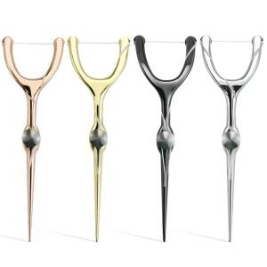 스테인레스 스틸 이쑤시개 치실 Y 모양 Flossing 홀더 세트에 대한 재사용 가능 휴대용 친환경 청소 도구