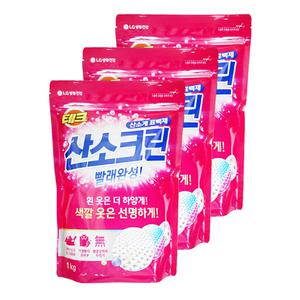 엘지 테크 산소크린 가루형 산소계 표백제 1kg 3개 세탁 빨래 분말