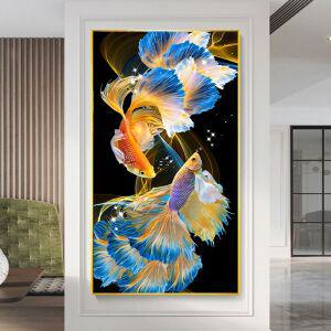 실십자수 구어도 물고기 십자수 도안 프린트 도안 행운 복이오는 그림