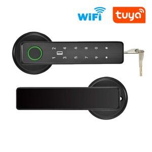 도어락 스마트 지문 암호 RFID IC 카드 잠금 데드 볼트 실내 나무 금속 Tuya SmartLife APP WiFi 원격 제어