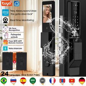 도어락 알렉사 음성 제어 스마트 투야 3D 얼굴 인식 전자식 디지털 방수 카메라 포함