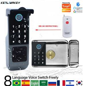 도어락 투야 와이파이 스마트 잠금 장치 야외 방수 지문 생체 인식 디지털 TTLock 카드 키리스 전자 문짝 장치