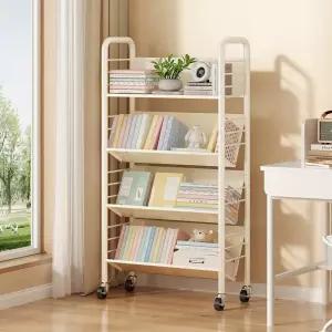 도서 이동과 정리가 편리한 3단 북카트 책꽂이 트롤리
