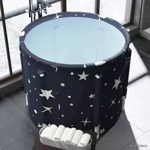 접이식 욕조 가정용 반신욕 홈스파 네이비 별패턴 깊은 원형 이동식 성인 키즈 목욕통