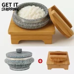 국산 돌솥 1인용 뚝배기 곱돌솥 15cm + 받침대 세트