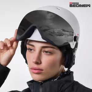 스위스비기뉴 스노우쉴드 스키 헬멧 고글 일체형 바이저