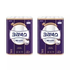크리넥스 3겹 화장지 데코소프트 와이드 33M - 24롤 X 2팩