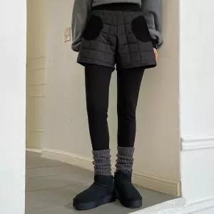[핑크시슬리] 따끈 기모스판 퀼팅패딩 반바지 레깅스