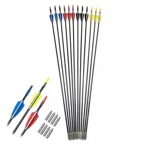 FRP 고무깃 화살 6mm 80cm 10발 세트 리커브보우 양궁 국궁 활 frp화살 초보 입문자 연습용 레저용