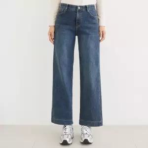 김여사 기모 와이드 데님팬츠 겨울 히든밴딩 여성중년 편안한 데일리 청바지 5DN512114