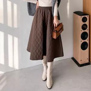 여성 패딩 밴딩 플레어 롱 스커트 11SK0045 겨울