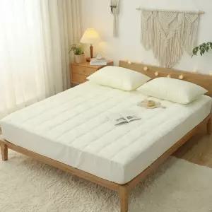 국산 두툼한 토퍼 매트리스커버 (일체형)/침대커버 매트 누리온 싱글 슈퍼싱글 퀸 S SS Q 4면 밴딩
