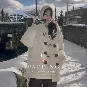 핫핑 [도톰따뜻/생활방수] 버티 오버핏 후드넥 패치포켓 토글버튼 패딩점퍼