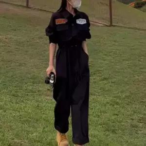 여성 점프슈트 작업복 정비복 와이드 미술 반팔 여성용 긴팔