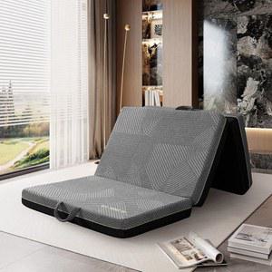 젬베드 트라이 접이식 매트리스 퀸 사이즈 - 메모리 폼 삼중 매트리스, 손잡이 및 미끄럼 방지 바닥, 여행용 RV 캠핑 게스트 요가용 휴대용 소파 침대 바닥 의자 4인치, 78