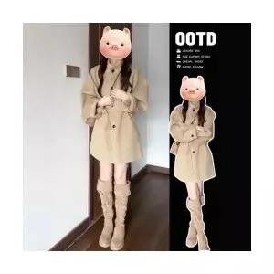 모직코트 여성 코트 바람 카키 모직 가을 겨울 하프 기장 admr4