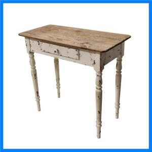 소박한 콘솔 테이블 자연스러운 나무 상판이 있는 디스트레스드 화이트 88L x 41.5W x 80H cm