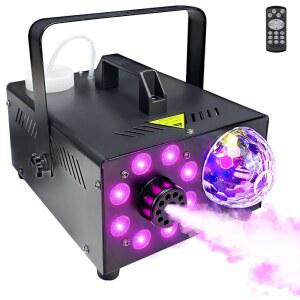 [미국배송] 할로윈과 파티를 위한 원격 실내 연기 기계가 장착된 안개 기계 600W 2000CFM DJ 무대 결혼식 사진 촬영을 13가지 컬러 LED 조명 및 타이머