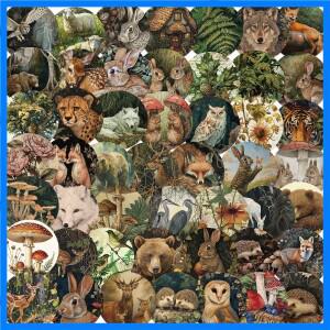 50PCS 레트로 만화 동물원 야생 동물 스티커 장난감 DIY 전화 수하물 스케이트 보드 노트북 Kawaii 데칼 낙