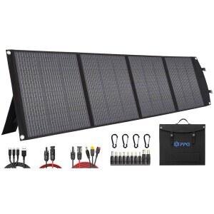 [미국배송] PPQ 200W 휴대용 태양광 패널 키트 18V/12A 14파운드 접이식 서류 가방 충전기 24% 효율 4개의 케이블 및 16개의 출력으로 모든 캠핑 발전소 RV 배터리 휴대폰 IP67 방수 기능을 제공합니다