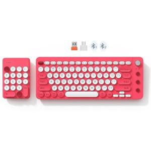 MEETION GAMER 휴대용 블루투스 다채로운 컴퓨터 키보드 별도의 숫자 키패드가 있는 무선 유출 인체 공학적 회계사 왼손잡이 사용자를 위한 미니 키패드 핑크 DS FS