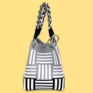 여성 미니 토트 백 작은 니트 손 가방 그레이라탄