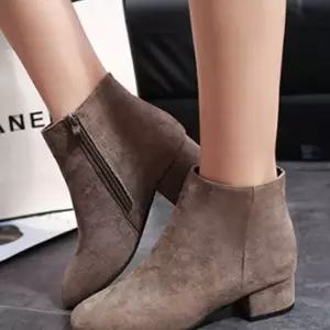 K46 여성 스웨이드 겨울 세무 앵클 부츠 기모 퍼 안감