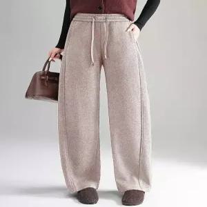 여자바지 배기핏 롱 기모 캐주얼 바지느낌 슬림핏 와이드 바지 겨울 원템4