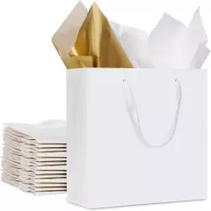 Plauthus 12팩 흰색 선물 가방 큰 사이즈 휴지 쇼핑 중소기업 신부 파티 결혼식 크리스마스 및 공휴일을