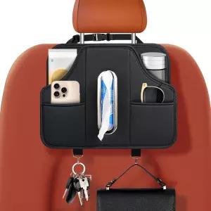 자동차 티슈 홀더 뒷좌석 정리함 컵 홀더가 있는 헤드레스트 시트 백 수납 100-150개의 일반 사이즈 티슈에