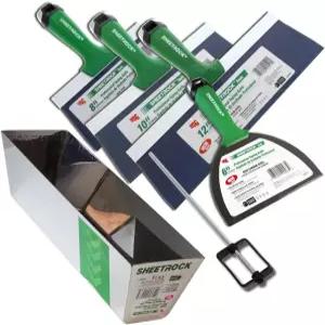 매트릭스 스타일 손잡이가 있는 USG 시트록 프로 시리즈 블루 스틸 드라이월 테이핑 나이프(4피스 12인치