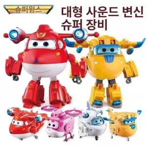 슈퍼윙스 대형 변신 로봇 장난감 변형 비행기 액션 피규어 음향 조명