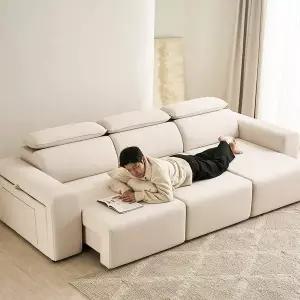 [시트앤모어] 슬리드 코지 4인 모션 슬라이딩 무빙 리클라이너 소파