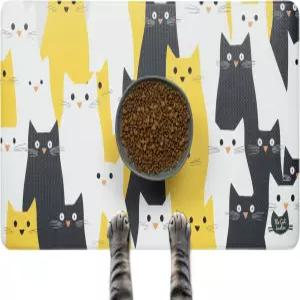 고양이 여성 사료 매트 - 방수 식기세척기 안전 소형 애완동물 식사 장소 및 물그릇용 바닥을