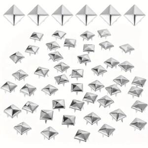 20개 스틸제 사각 피라미드 리벳(실버)  4갈래 가죽 패치  펑크   스트리트웨어 데님 재킷 부분 장식용