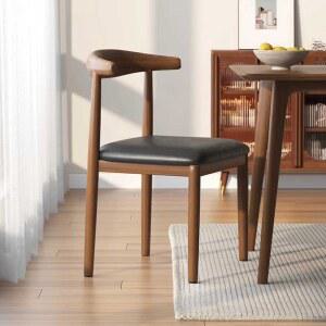 원목 식탁 카페 인테리어 강화 초극세사 블랙 월넛 가죽 등받이의자 호두 검정 고무나무 일체형 업소용