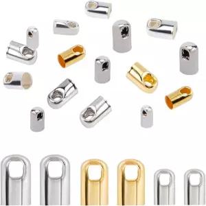 PH PandaHall 258pcs 3 사이즈 황동 코드 엔드 캡 팔찌 목걸이 걸쇠 커넥터 크림프 비즈 엔드로 장신구