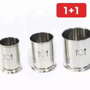 식당용 업소용 스테인리스 수저통 물빠짐 원통형 수저꽂이  1+1