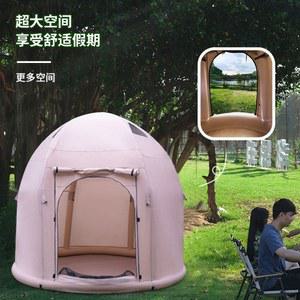 자동 에어 텐트 1 2인용 글램핑텐트 이글루 그린 굴뚝구멍 천 글램핑 낚시