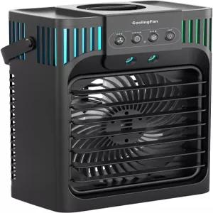 휴대용 에어컨 4-in-1 증발식 3단 속도 3모드 및 7LED 라이트 쿨링 팬 리모컨 2-8H 타이머 침실 사무실용