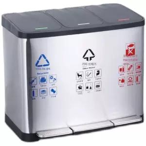 스텐 분리수거함 재활용 가정용 24L 3구 대형 공원