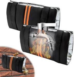 겨울철 동파 방지를 위한 2Pcs 야외 수도꼭지 커버 재사용 가능한 단열 호스 턱받이 반사 스트립 방수 동결 미제 양말 랩 정원 스피갓 파이프용