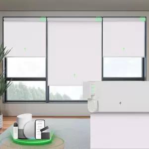 원격 블랙아웃이 없는 드릴 무선 스마트 롤러 음영 동프엑스케이 전동 블라인드 윈도우용 자동 흰색 34인치