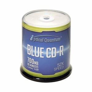 [미국배송] 데이터 및 음악을 위한 광학 양자 블루 AZO CD-R 700MB 52X 기록 가능 미디어 디스크 100PK 스핀들 좌절 없는 상자