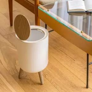 원터치 원형 쓰레기통 인테리어 우드 휴지통 7리터 WB1D450