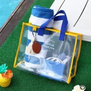 여행용 파우치 옐로우 블루 목욕 비치백 가방 방수 여행 투명 바캉스 비치 (WFKE3XY)