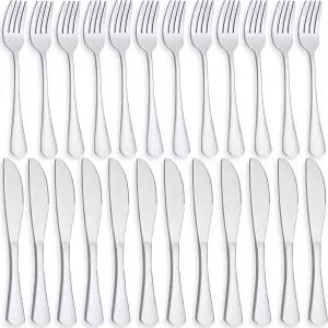디스페이트 24피스 포크 및 나이프 세트 프리미엄 스테인리스 스틸 실버웨어 가정 호텔용 12개와 12개 미러