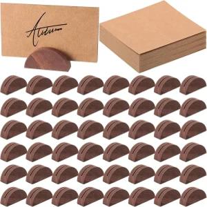 Maities 48개 나무 테이블 번호 스탠드 결혼식 이름 홀더 반원형 디자인 플레이스 카드 소매점 파티 이벤트